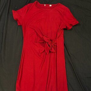 Red Stretchy Dress with Tie (size L)